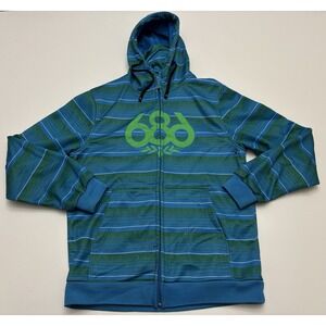 Men's 686 Infidry Polyester Jacket Hooded Blue Green SZ L